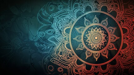 Detailed and stunning abstract mandala background design that symbolizes spirituality in vibrant colors.