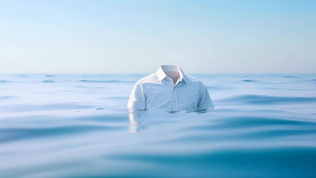 Gentle undulations of a dress shirt in the sea creating a vision of weightlessness peaceful and pure
