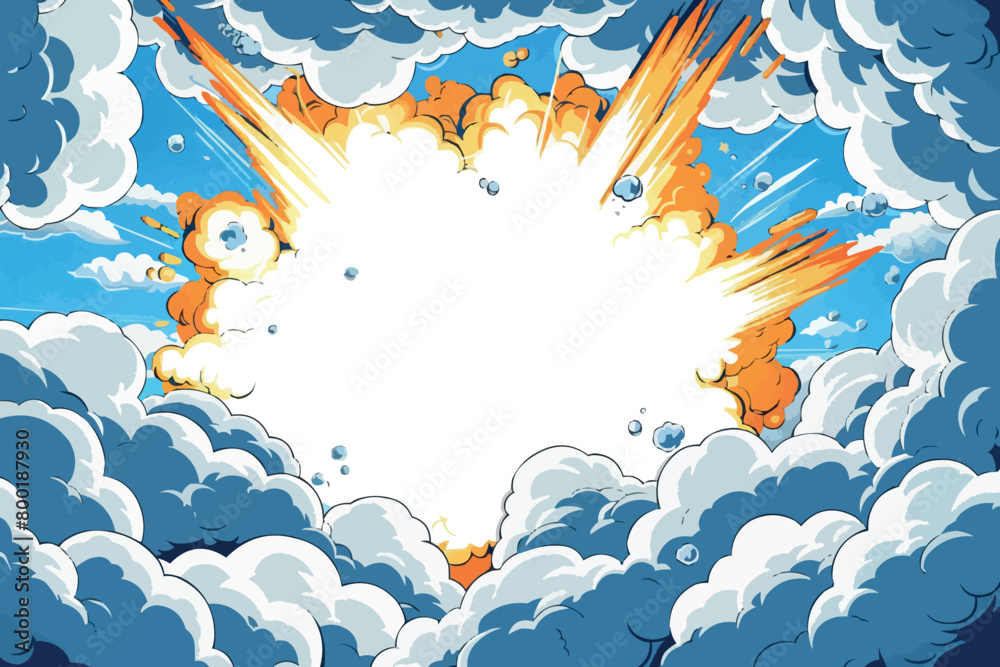 Poster comic blank speech bubble with copy space over color background design. empty template in explosion 
