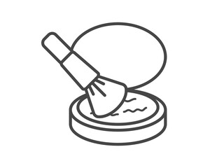 Makeup and cosmetics. Linear vector graphic icons of beauty in the form of powder with brush.
