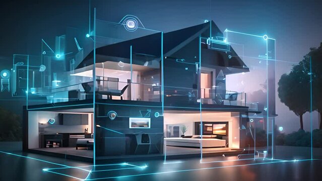 Digital Wellness: living area with modern digital smart home system integration