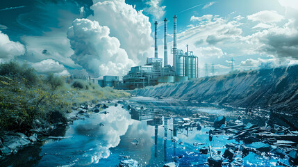 image showing a environmental technology with a blue color palette - obrazy, fototapety, plakaty