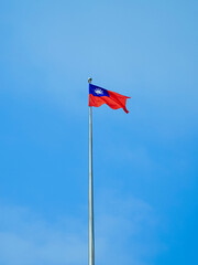 National flag of Taiwan with blue sky background