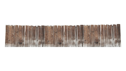 old wooden fence isolated on transparent background.