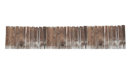 old wooden fence isolated on transparent background.