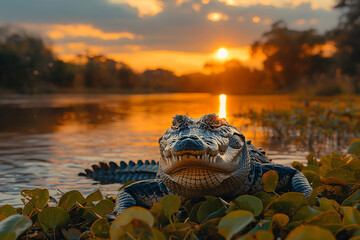crocodile in the lake