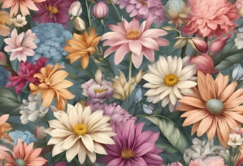 background images with various types of flowers, vintage style, classic colors, suitable for greeting cards