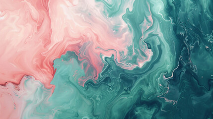 Swirling Art in Pink and Sea Green Tones