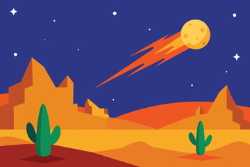 Meteor Shower At The Desert vector design