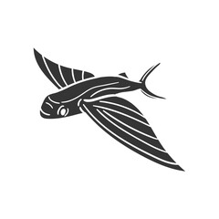 Flying Fish Icon Silhouette Illustration. Sea Animals Vector Graphic Pictogram Symbol Clip Art. Doodle Sketch Black Sign.