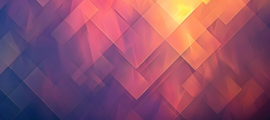 Abstract background with multiple diamonds, each blending seamlessly into a gradient of sunset colors, captured as if by an HD camera