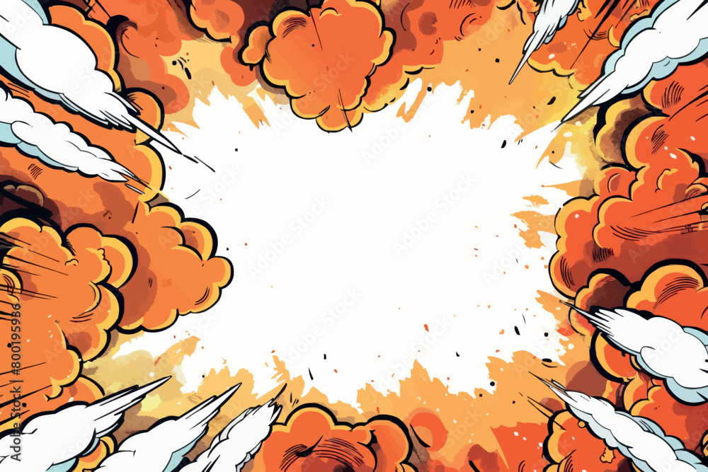 Poster comic blank speech bubble with copy space over color background design. empty template in explosion 