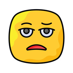 Bored face expression, icon of bored emoji, premium vector