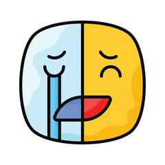Happy sad feelings emoji icon, ready to use vector design