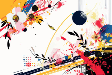 vintage Background abstract flower with colorful blots. Vector design