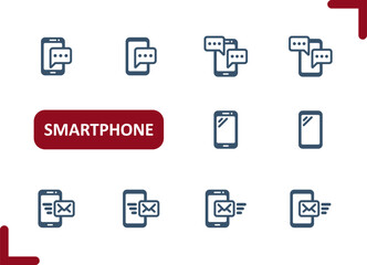Smartphone Icons. Mobile Phone, Telephone, Phone Call, Text Message, Texting Icon