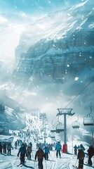 Beautiful winter landscape, snow and fir trees, realistic photo