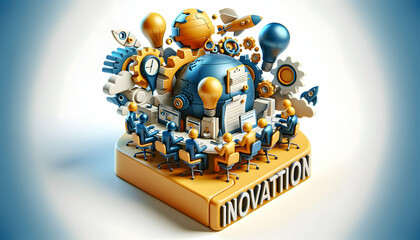 Collaborative Innovation: Captivating 3D Cartoon Icon for Out-of-the-Box Business Solutions