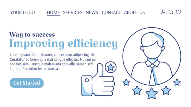 Assessing the quality of an employees work, thumbs up. Improving efficiency, way to success, professional development, career growth. Vector template for web, banner, landing page, website, startup.