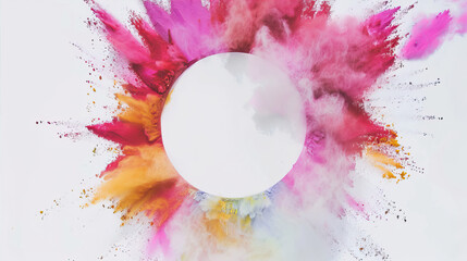 Explosion of colored paint on a white background
