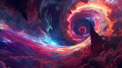 Swirling psychic waves background in space - obrazy, fototapety, plakaty