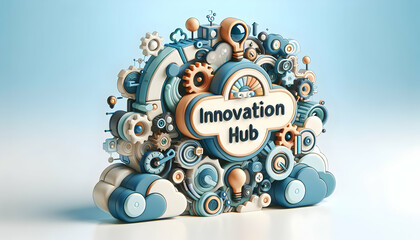 Innovation Hub 3D Cartoon Icon for Creative Business Promotion and Breakthrough Ideas