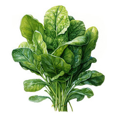 Watercolor Colorful Spinach Illustration, Generative Ai