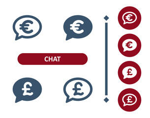 Chat Bubbles Icon. Speech Bubble, Comment, Euro, Pound Icon - obrazy, fototapety, plakaty
