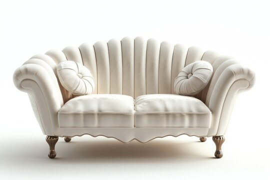 An Art Deco sofa with scalloped edges