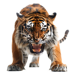 Obraz premium Angry Tiger on isolated transparent background