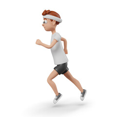 Man in sportswear is running. Male character doing sports