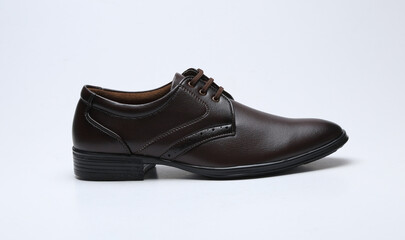 dark brown formal lace up shoes isolated on white background