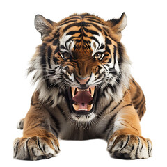 Obraz premium Angry Tiger on isolated transparent background