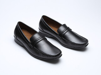 leather loafers shoes isolated on white background