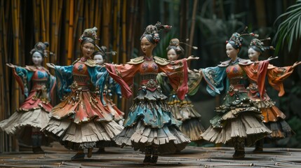 Fototapeta premium A group of dancing Chinese porcelain figurines