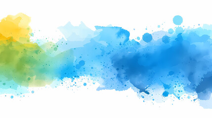 Fototapeta premium Abstract Watercolor Splashes in Blue and Yellow Hues