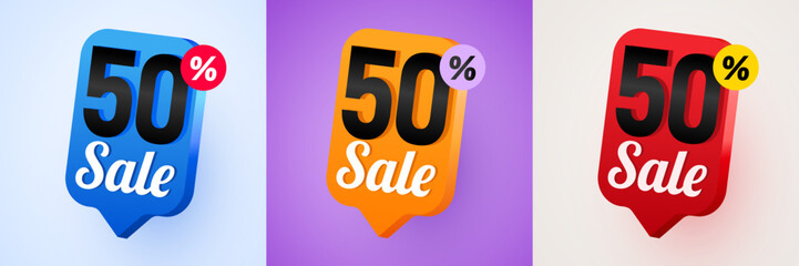 50 percent Off. Discount creative composition. Mega Sale.