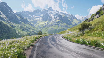 Fototapeta premium mountain road. sunny day