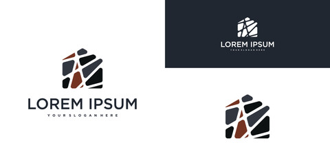 Stone home logo design creative concept. Premium Vector