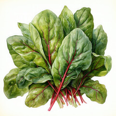 Fototapeta premium Watercolor Colorful Spinach Illustration, Generative Ai