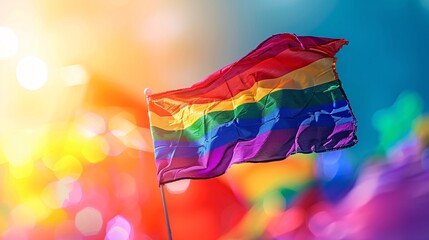 pride flag on  blur background