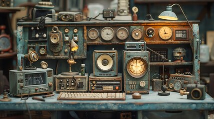 Fototapeta premium A mad scientist's laboratory filled with strange and wonderful inventions.