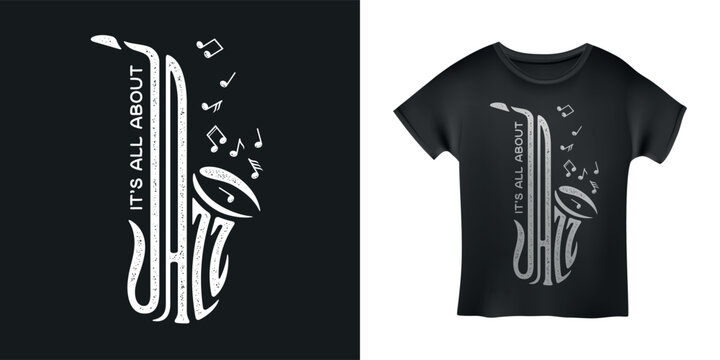 It is all about jazz t-shirt lettering design. Jazz music hand drawn typography print. Vector illustration.