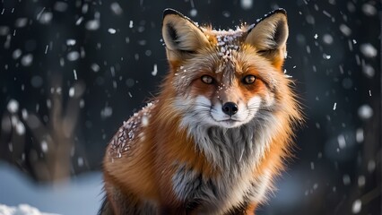 Naklejka premium red fox in snow