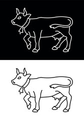 Cow icon. Symbol of milk, farm or dairy products. Attribute of a village or farmer.