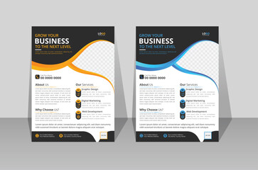 Business Flyer Template Corporate flyer template colorful gradient geometric shape in A4 size standard double color variation