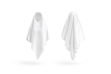 Blank white female khimar mockup, front and back view