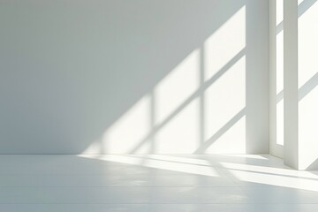 Modern White Room with Geometric Shadow Patterns
