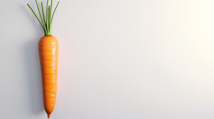 A 3D render of a single cartoon carrot on a white background.

