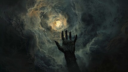 Withered Hand Seeking Solace Desperate Strive in Infinite Abyss